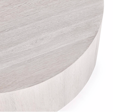 Dane 42" Round Oak Coffee Table Table - White