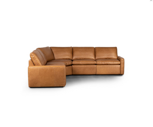 Tillman 139" x 139" Top Grain Leather Power Motion Sectional - Butterscotch