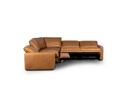 Timothy 120" x 120" Top Grain Leather Power Motion Sectional - Butterscotch