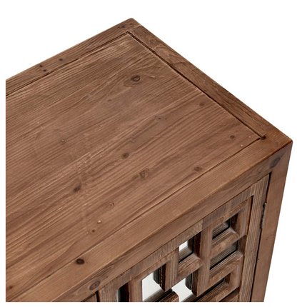 Arlo 98" Reclaimed Pine Mirrored Sideboard - Natural