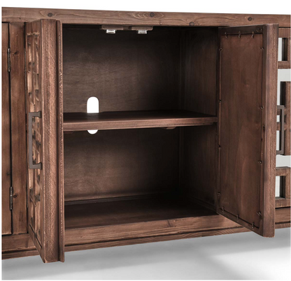 Arlo 98" Reclaimed Pine Mirrored Sideboard - Natural