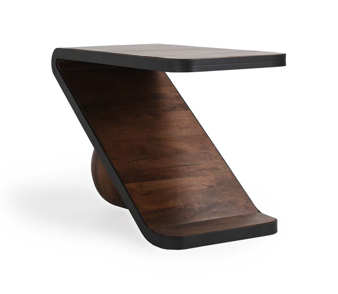 Carter 36" Wood & Iron End Table - Dark Natural