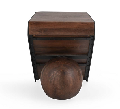 Carter 36" Wood & Iron End Table - Dark Natural