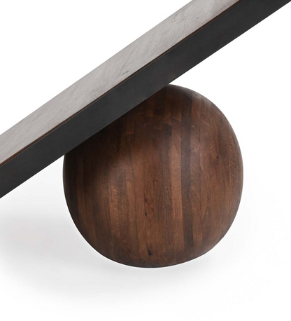 Carter 36" Wood & Iron End Table - Dark Natural