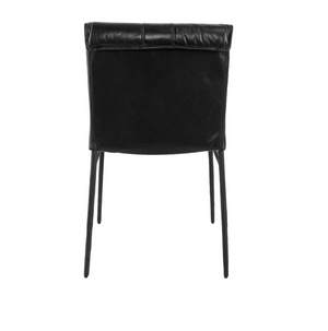 Wesley Top Grain Leather + Hammered Iron Dining Chair - Black