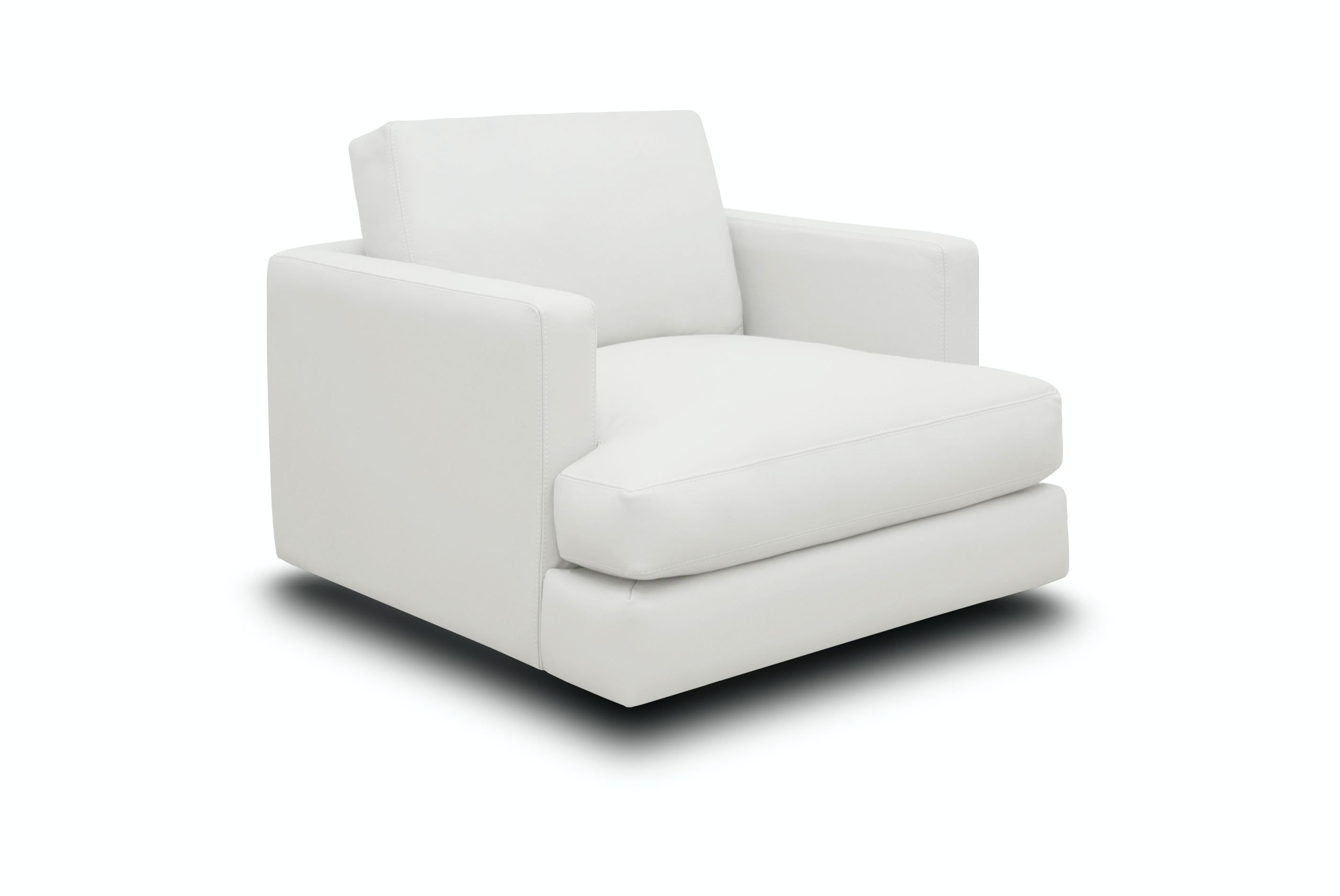 Franklin 36" Top Grain Leather Swivel Chair - Winter White