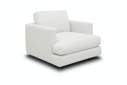 Franklin 36" Top Grain Leather Swivel Chair - Winter White