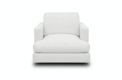 Franklin 36" Top Grain Leather Swivel Chair - Winter White