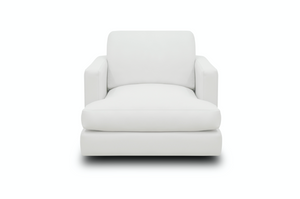 Franklin 36" Top Grain Leather Swivel Chair - Winter White