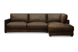 Raphael 124" Top Grain Leather Sofa w/Right Arm Facing Chaise - Bravo Bronze