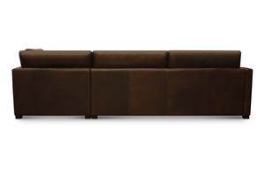 Raphael 124" Top Grain Leather Sofa w/Right Arm Facing Chaise - Bravo Bronze