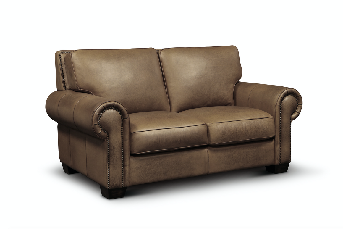 Wallace 68" Top Grain Leather 2 Cushion Loveseat - Diva Taupe