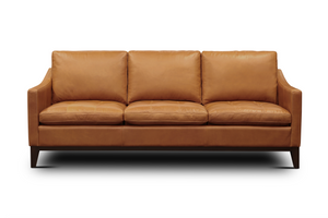 Torrey 87" Tufted Top Grain Leather 3 Cushion Sofa - Monza Chestnut