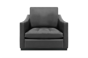 Torrey 34" Tufted Top Grain Leather Swivel Chair - Amadeus Fog