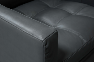 Torrey 34" Tufted Top Grain Leather Swivel Chair - Amadeus Fog