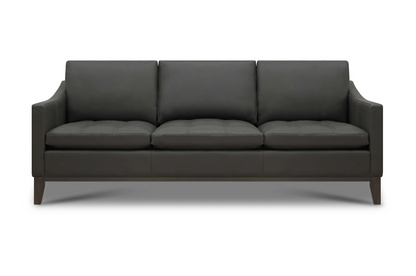 Torrey 87" Tufted Top Grain Leather 3 Cushion Sofa - Amadeus Smoke