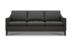Torrey 87" Tufted Top Grain Leather 3 Cushion Sofa - Amadeus Fog