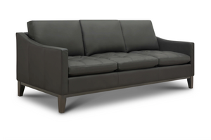 Torrey 87" Tufted Top Grain Leather 3 Cushion Sofa - Amadeus Fog