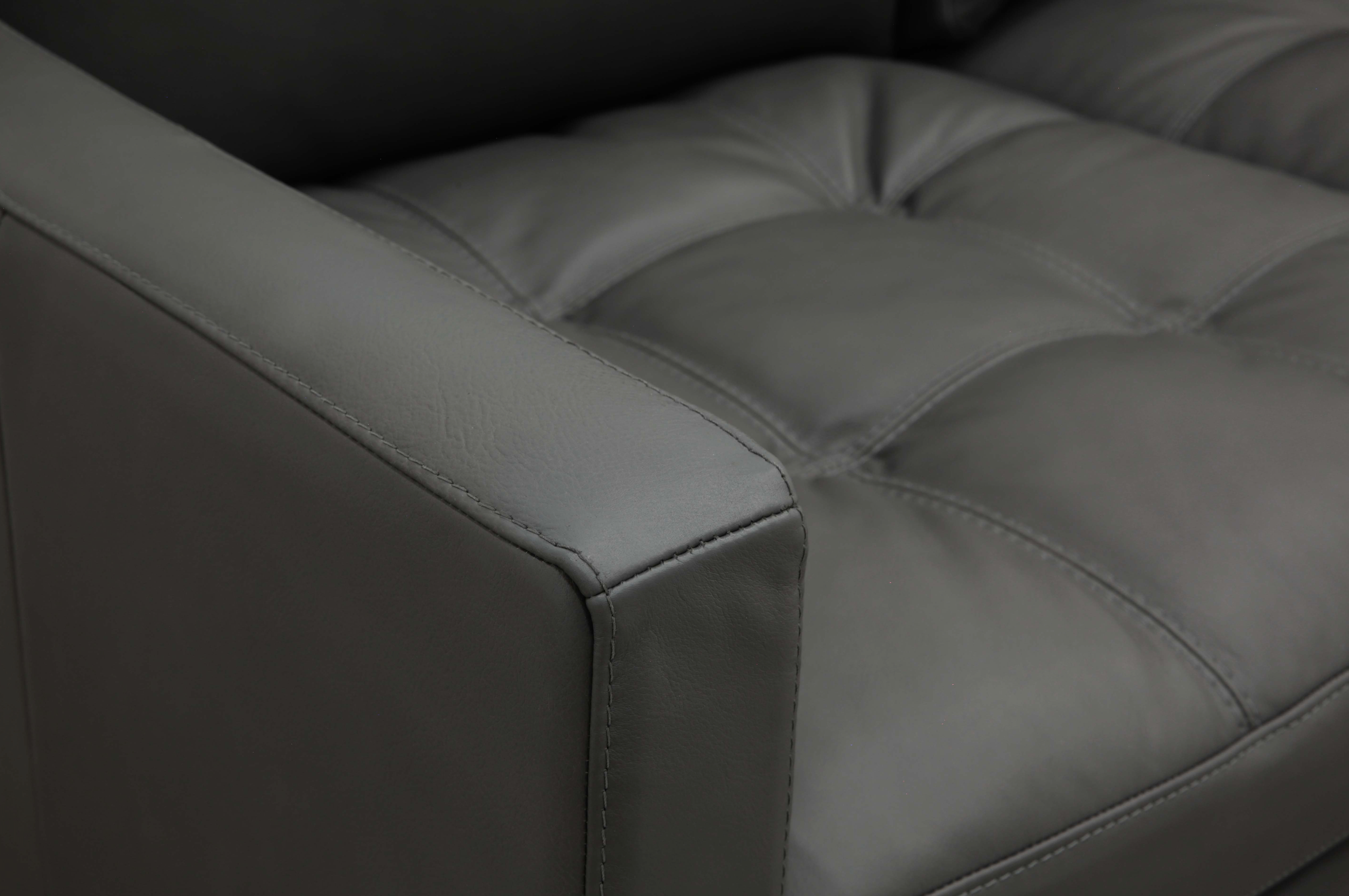 Torrey 61" Tufted Top Grain Leather 2 Cushion Loveseat - Amadeus Smoke