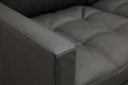 Torrey 87" Tufted Top Grain Leather 3 Cushion Sofa - Amadeus Smoke