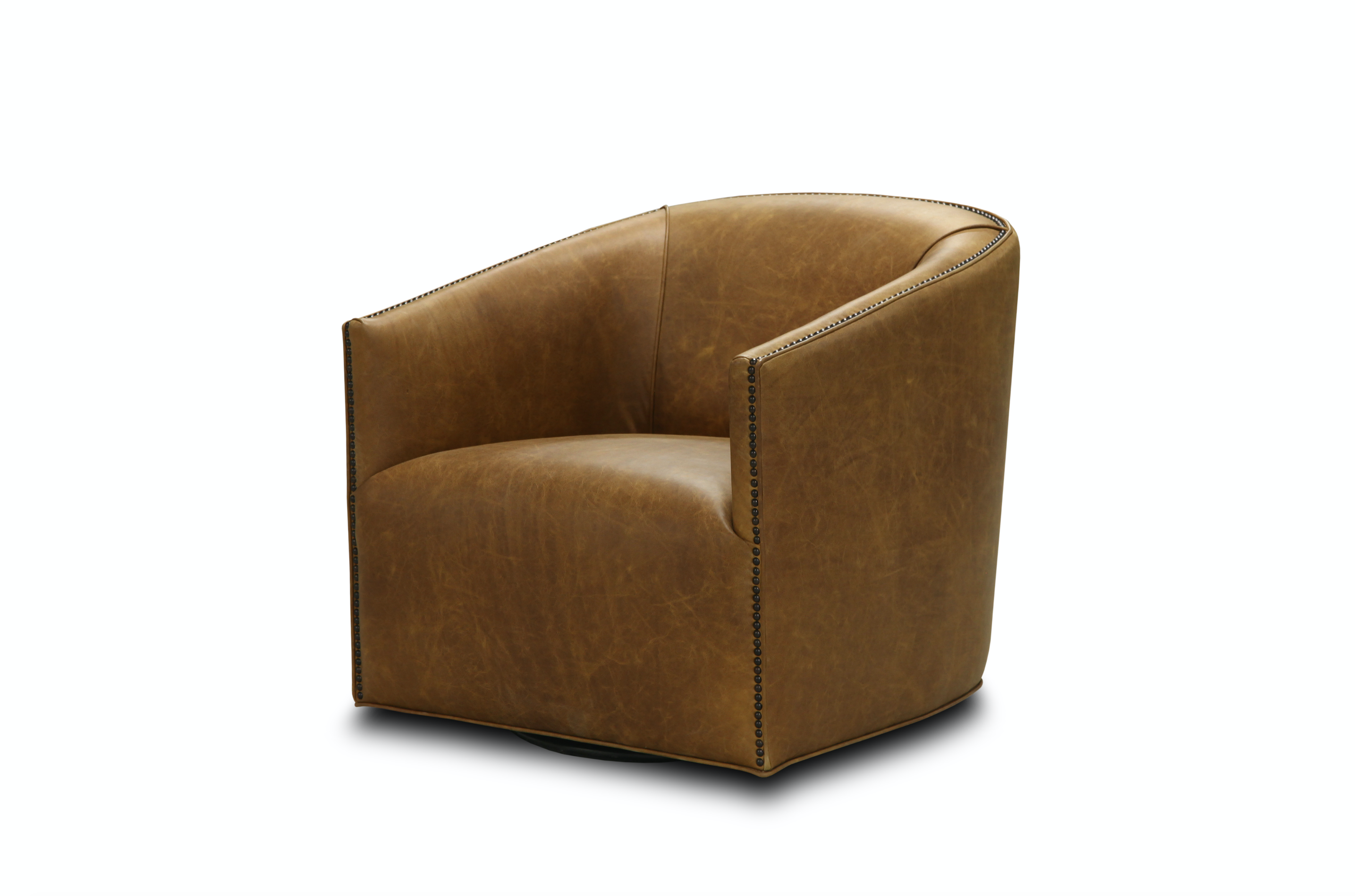 Korrie Top Grain Leather Swivel Chair - Coyote Tan