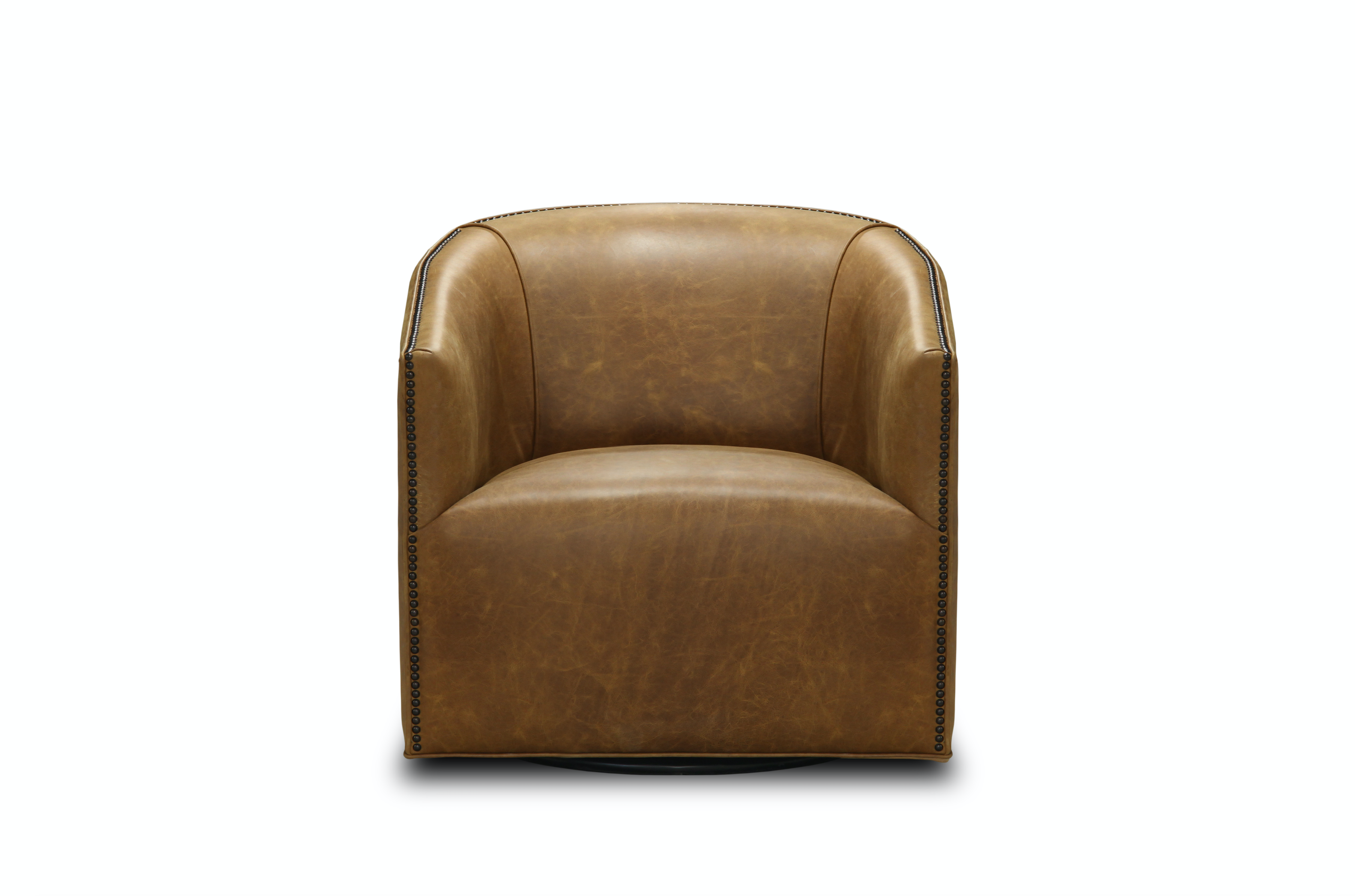 Korrie Top Grain Leather Swivel Chair - Coyote Tan