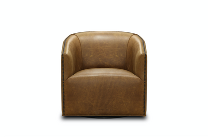 Korrie Top Grain Leather Swivel Chair - Coyote Tan