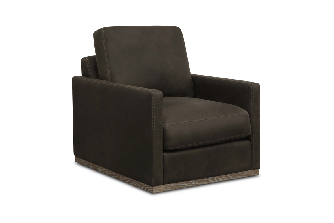 Clarksdale 32" Top Grain Leather Swivel Chair - Napa Iron