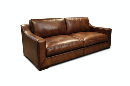 Leonardo 69" Top Grain Leather 2 Cushion Loveseat - Daytona Antique