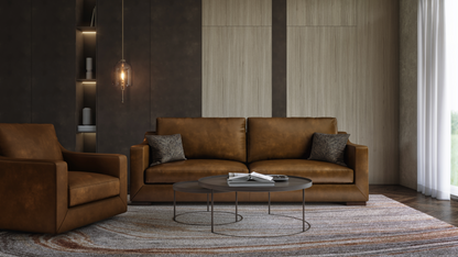 Leonardo Luxe 96" Top Grain Leather 2 Cushion Sofa - Daytona Antique