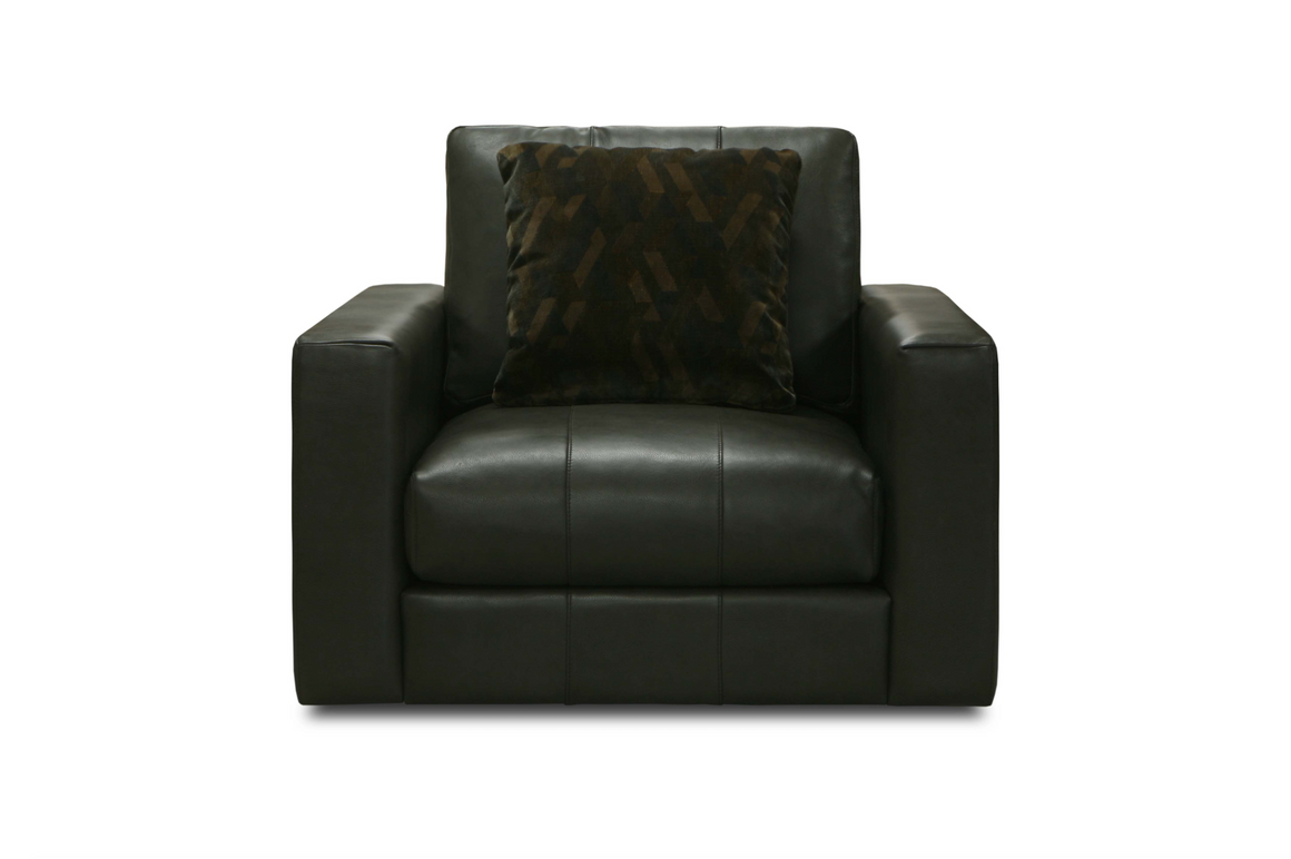 Braxton 42" Top Grain Leather Swivel Chair - Bravo Gray