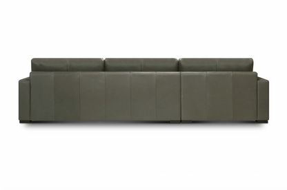 Norton 130" Top Grain Leather 2 Cushion Sofa  + Chaise- Amadeus Fog