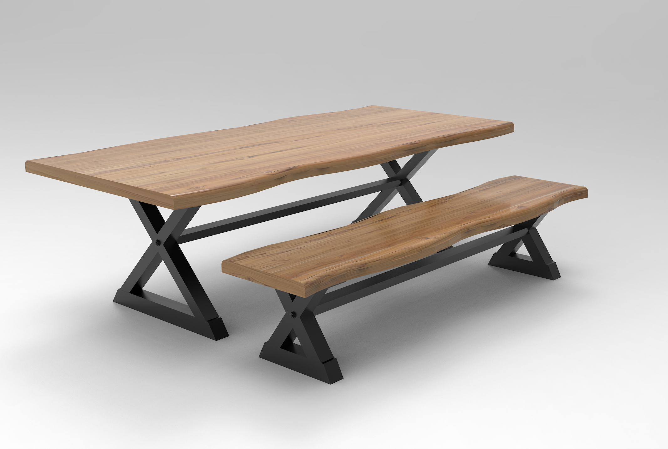 Bartholomew 96" Teak Live Edge Dining Table - Natural