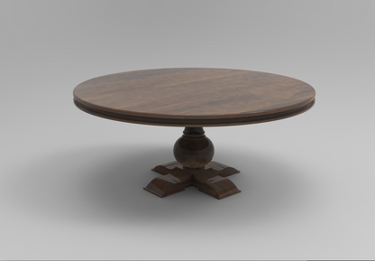 Marcia 72" Acacia Round Dining Table - Natural + Black