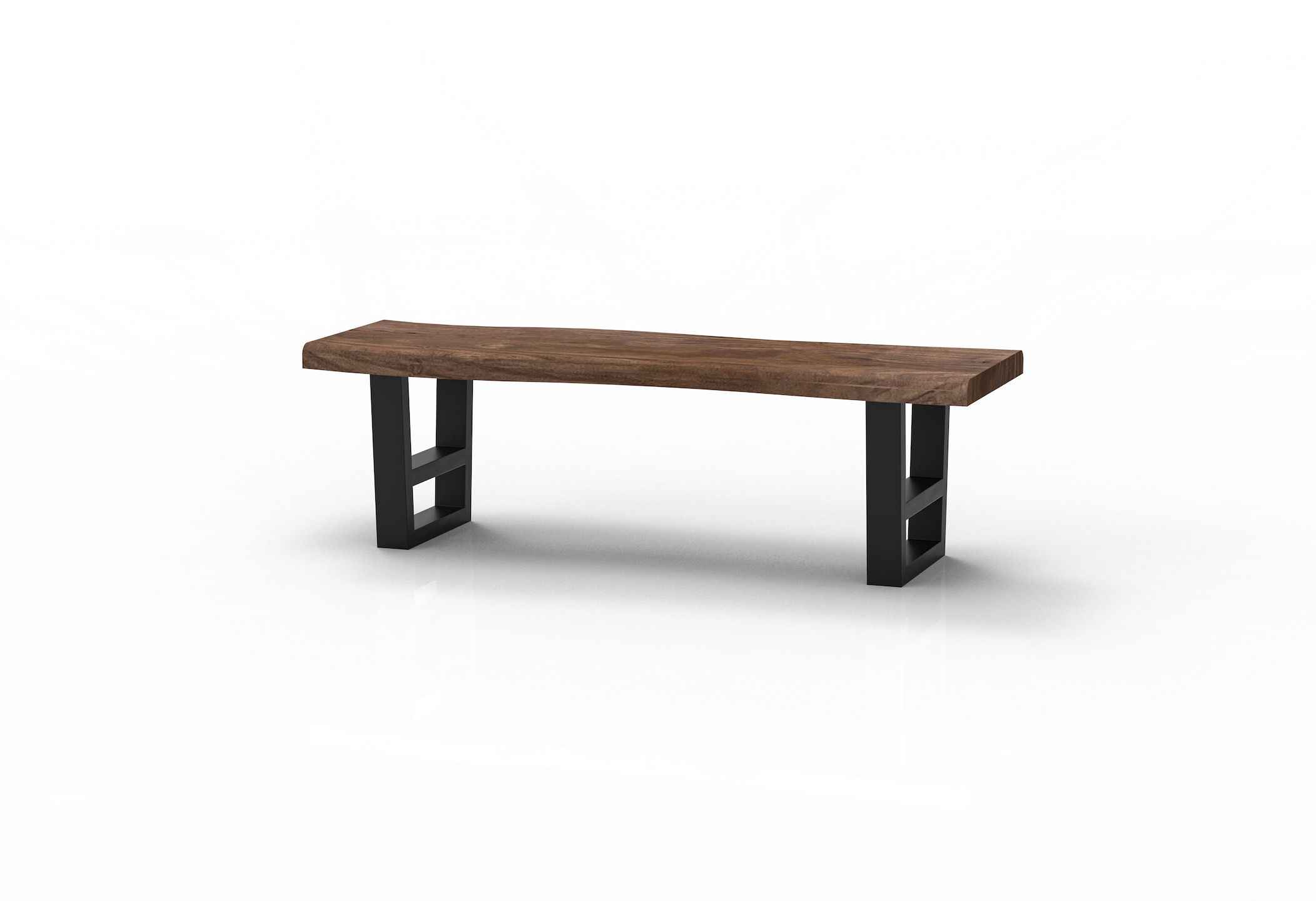 Malcolm 60" Acacia Live Edge Dining Bench - Natural + Smoke