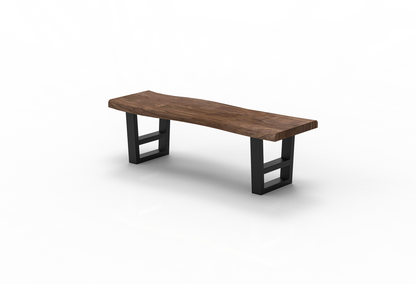 Malcolm 60" Acacia Live Edge Dining Bench - Natural + Smoke