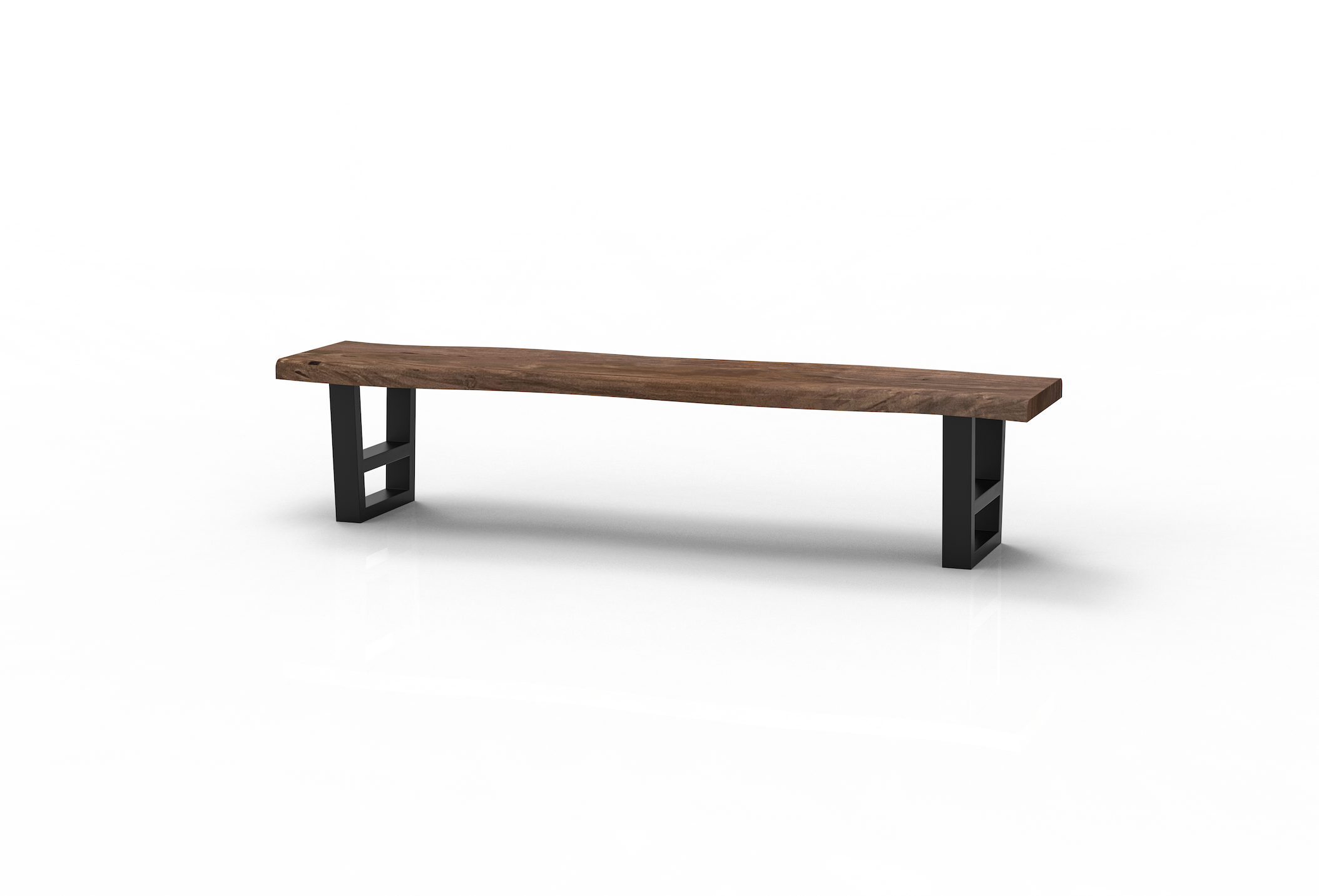 Malcolm 84" Acacia Live Edge Dining Bench - Natural + Smoke