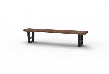 Malcolm 84" Acacia Live Edge Dining Bench - Natural + Smoke