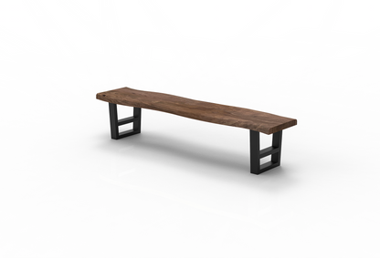 Malcolm 84" Acacia Live Edge Dining Bench - Natural + Smoke