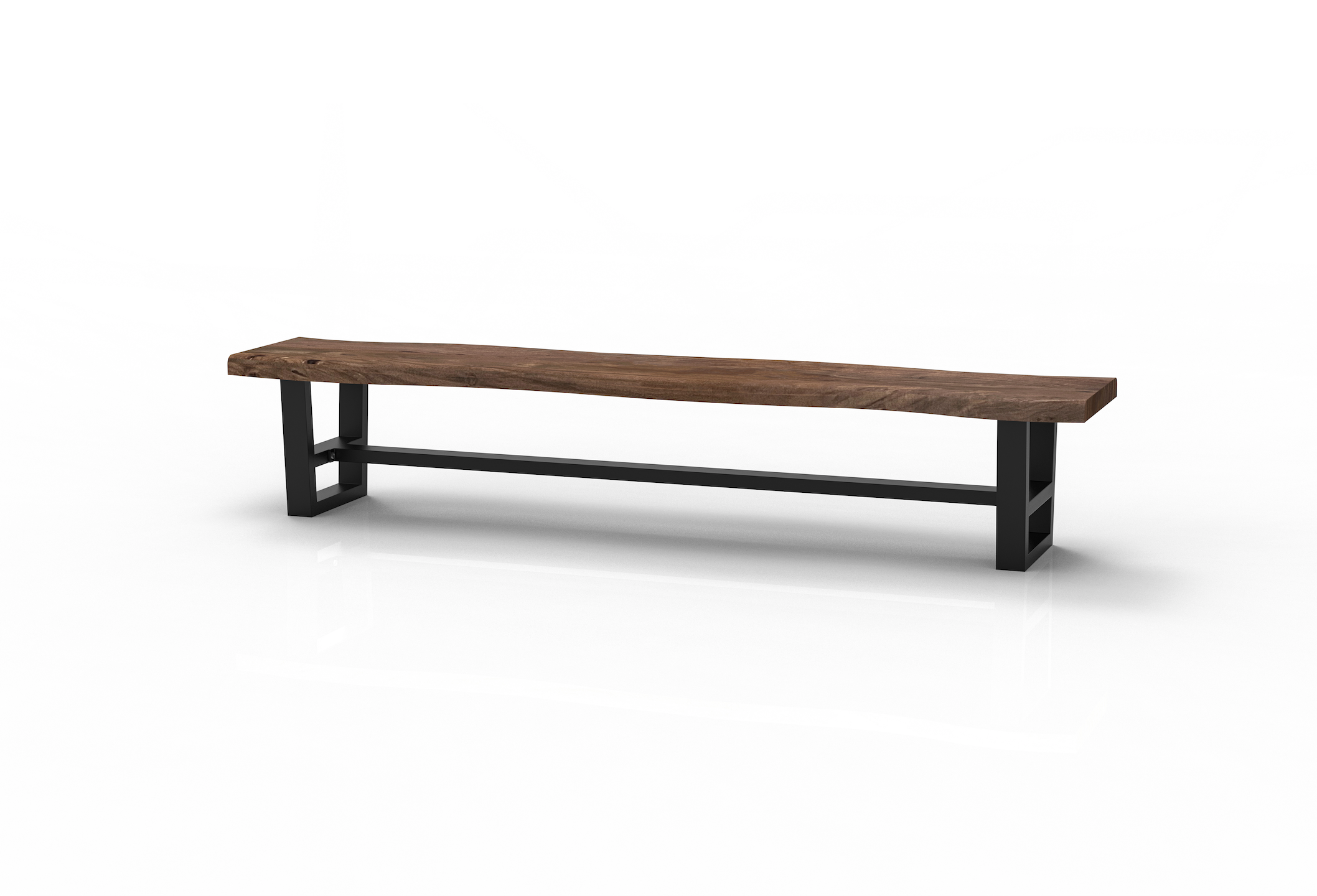 Malcolm 96" Acacia Live Edge Dining Bench - Natural + Smoke
