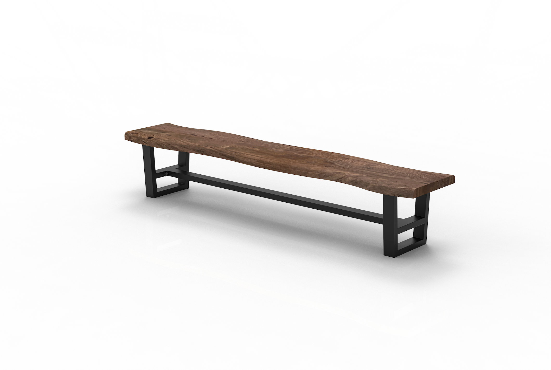 Malcolm 96" Acacia Live Edge Dining Bench - Natural + Smoke