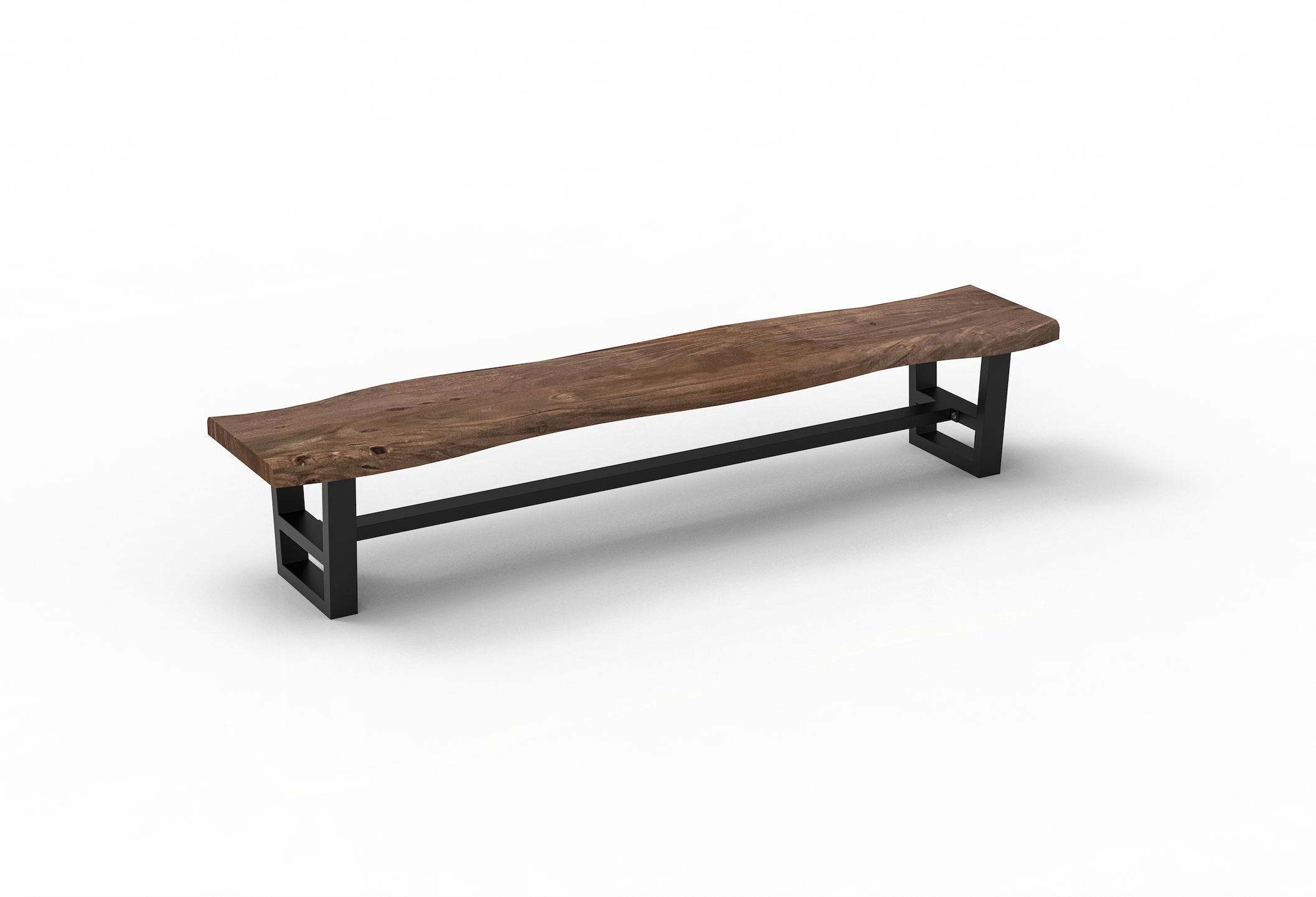 Malcolm 96" Acacia Live Edge Dining Bench - Natural + Smoke