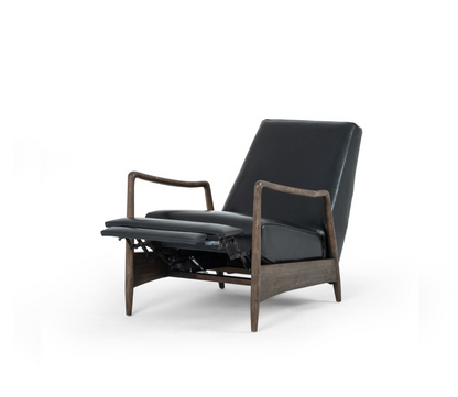 Brandon 29" Top Grain Leather Reclining Chair - Dakota Black
