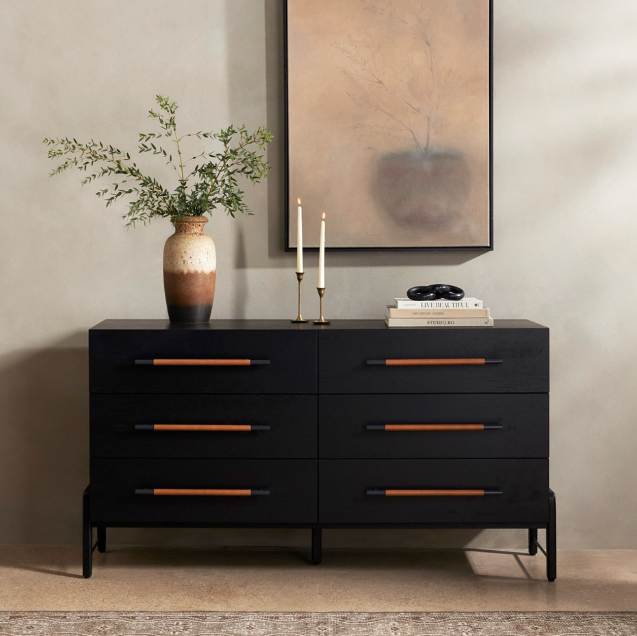 Dale 63" 6 Drawer Dresser - Ebony Oak