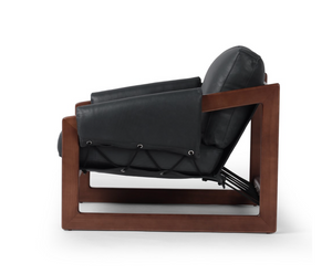 Darius 34" Top Grain Leather Sling Chair - Brickhouse Black