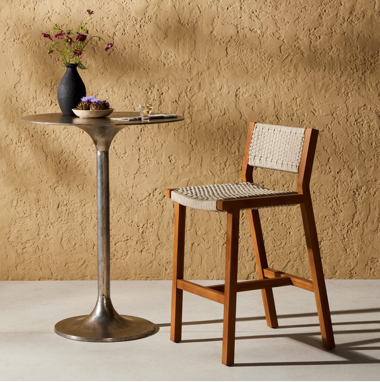 Delaney 20" Teak Outdoor Counter Stool - Natural Teak