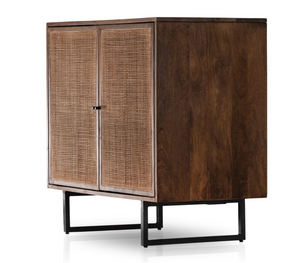 Dennen 35" Wood + Iron Cabinet - Brown Wash