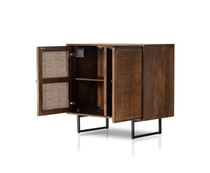 Dennen 35" Wood + Iron Cabinet - Brown Wash