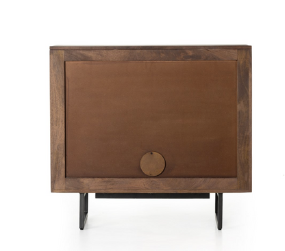 Dennen 35" Wood + Iron Cabinet - Brown Wash