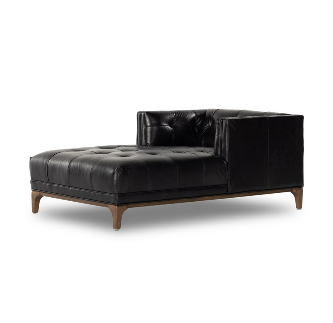 Dillon 62" Top Grain Leather Chaise - Rider Black